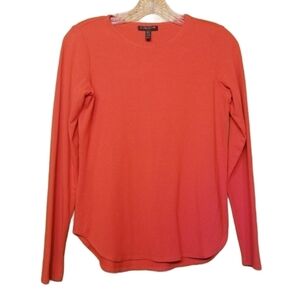 Eileen Fisher | Women's Long Sleeve Orange Classic High Low Blouse (PP or Small)